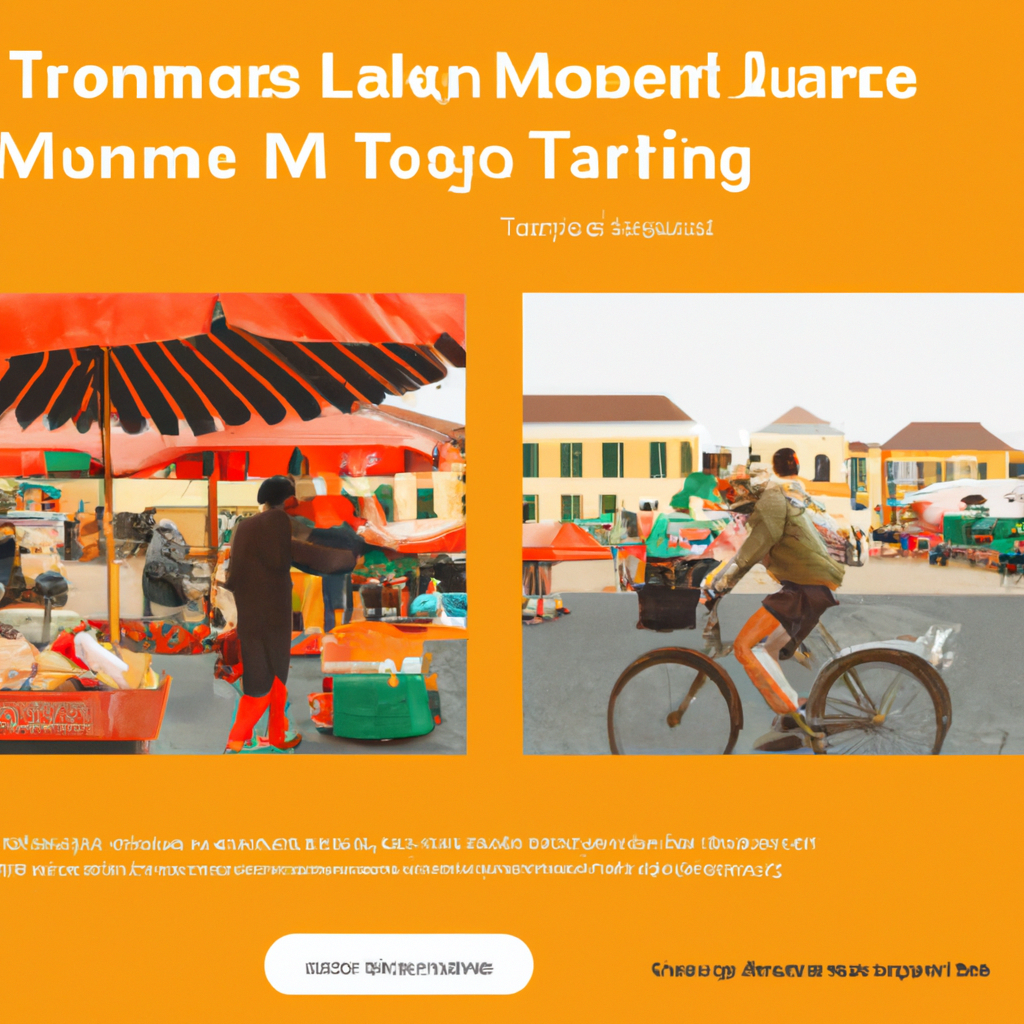 Warm morning market scene with a cyclist